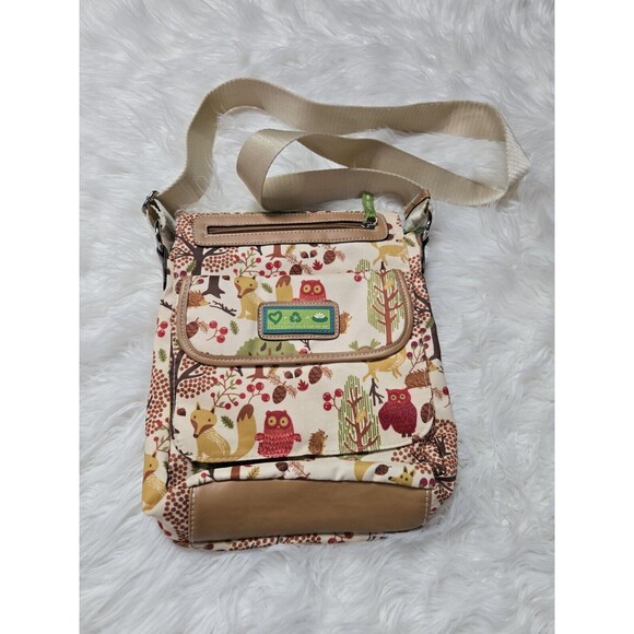 Lily Bloom Owl  Fox Crossbody Canvas Crossbody Purse - Picture 1 of 11